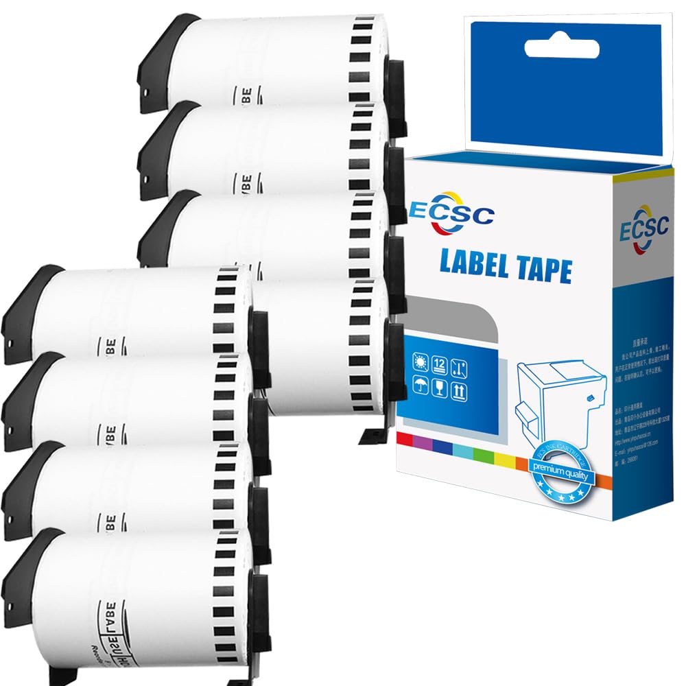 ECSC Compatible Label Roll Replacement for Brother QL-1050, QL-1050N, QL-1060N, QL-1100, QL-1110NWB Label Printers (White, 8-Pack)