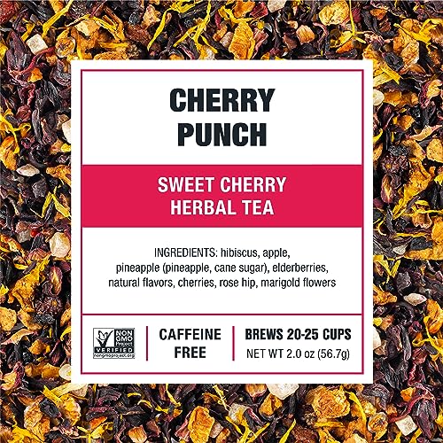 Image of Tiesta Tea - Cherry Punch, Loose Leaf, Sweet Cherry Herbal Tea, Premium Blend, Non-Caffeinated, Makes Hot or Iced & Brews Up to 25 Cups, 2oz Resealable Pouch