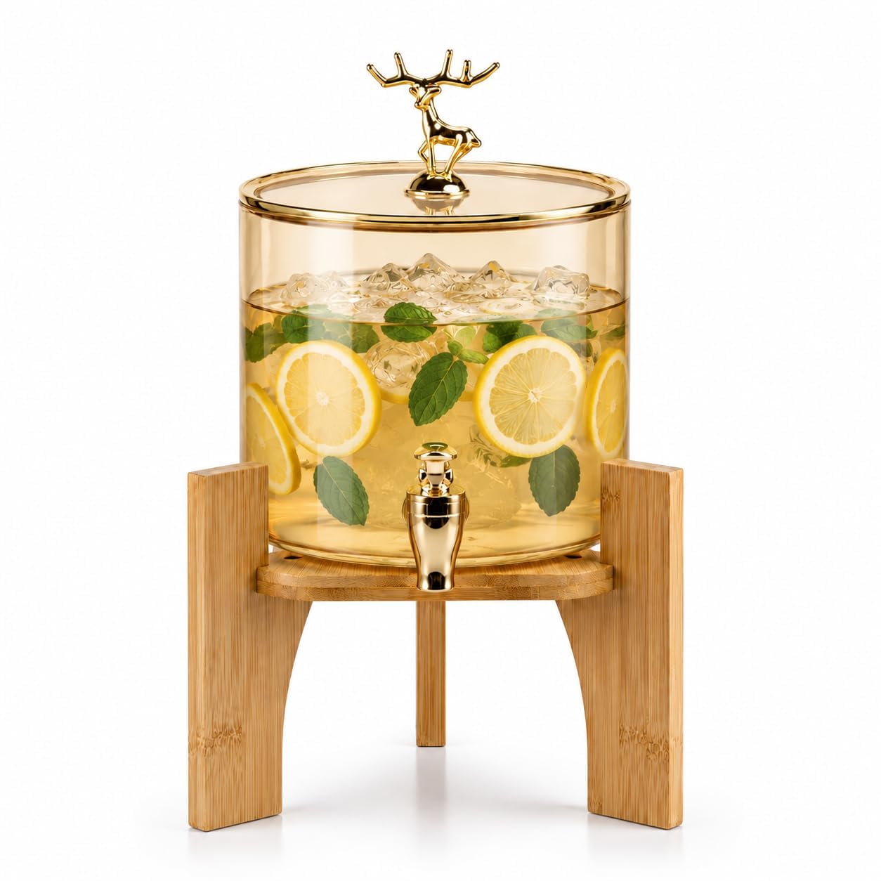 Glass Beverage Dispenser with Wooden Stand, 2.6 Litre Durable Design | Ideal for Home Kitchen Office Daily Use | Easy to Clean | Gift for Family |-picture-30