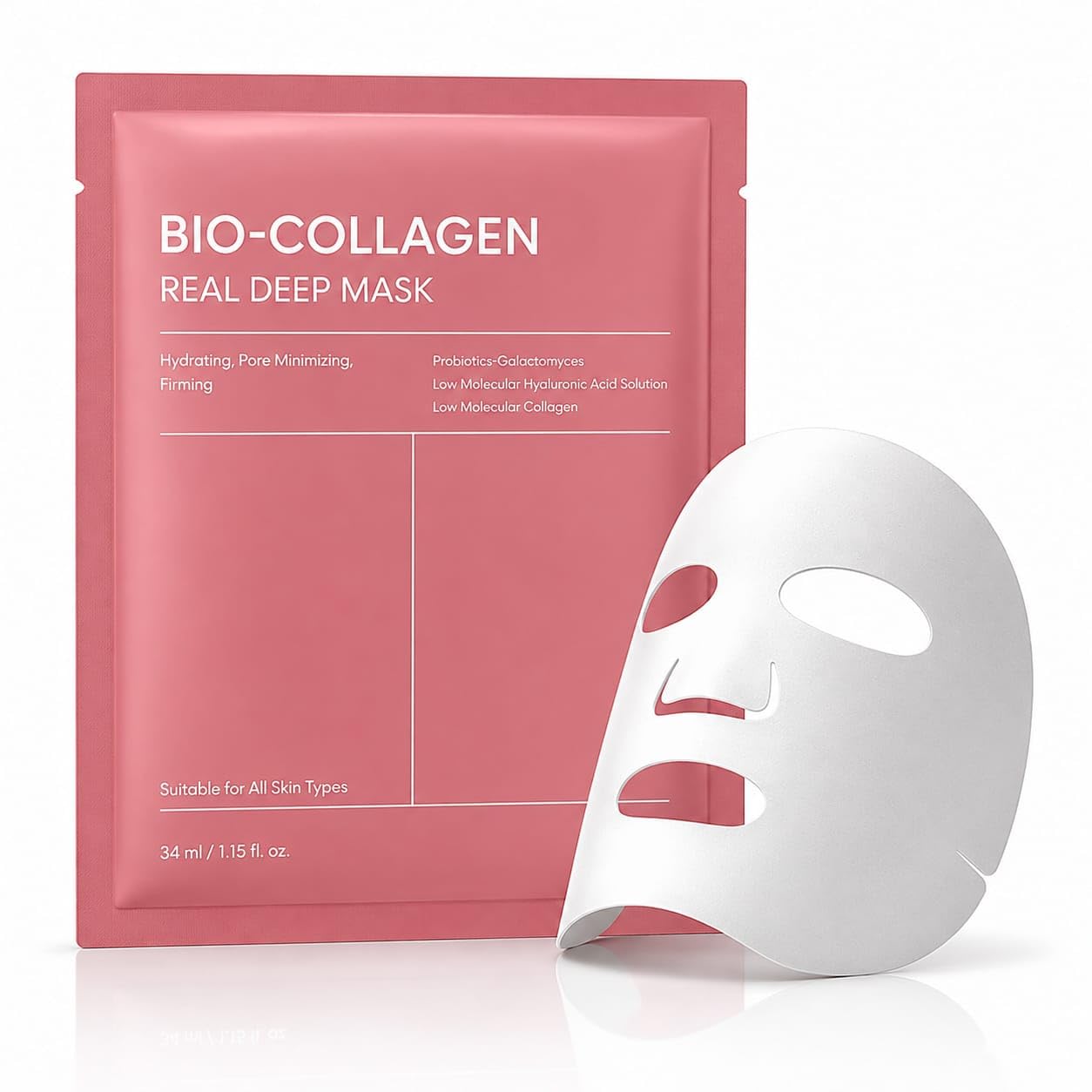 bio-collagen real deep overnight hydrogel face mask – korean collagen glass skin mask with low molecular collagen, hyaluronic acid & alpha arbutin – deep hydration, pore tightening, skin firming, brightening & wrinkle care peel-off sleeping mask for all skin types