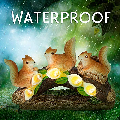 Squirrels-Garden-statues-and-figurines-Garden-Art-Outdoor-for-all-seasons-Garden-Decor-Solar-Statue-with-5-Calla-Lily-Lights-Garden-figurines-outdoor-Gift-for-Patio-Lawn-Yard