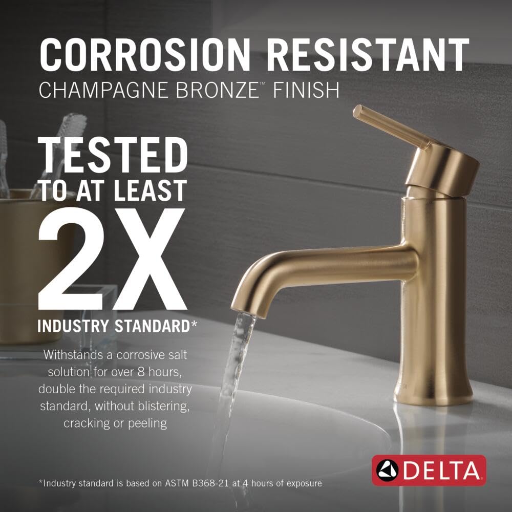 Delta Faucet Trinsic Single Hole Bathroom Faucet, Gold Bathroom Faucet, Single Handle Bathroom Faucet, Metal Drain Assembly - Image 2