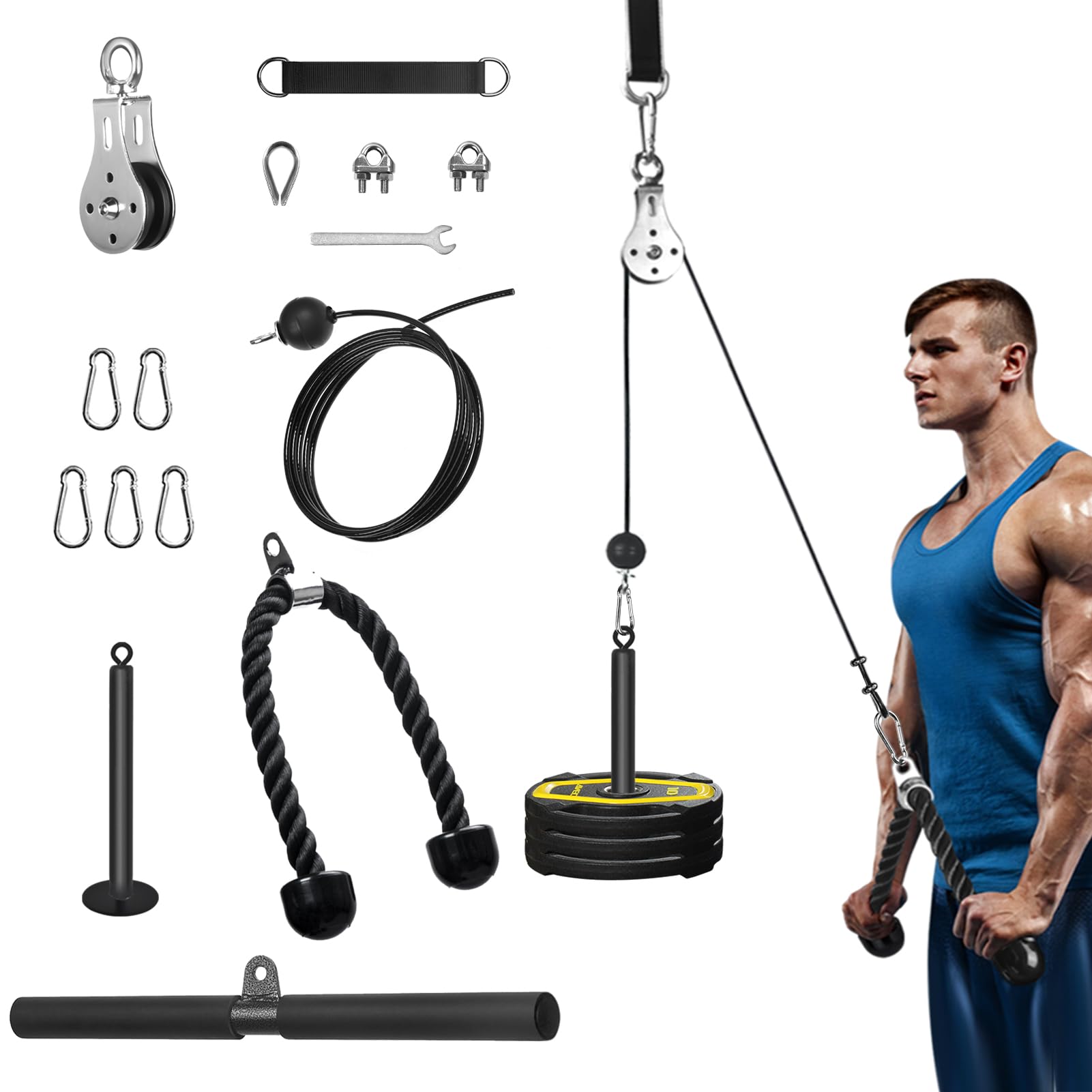 Yes4All - Barra con impugnature in Gomma per Wide Grip Curl, LAT Pull