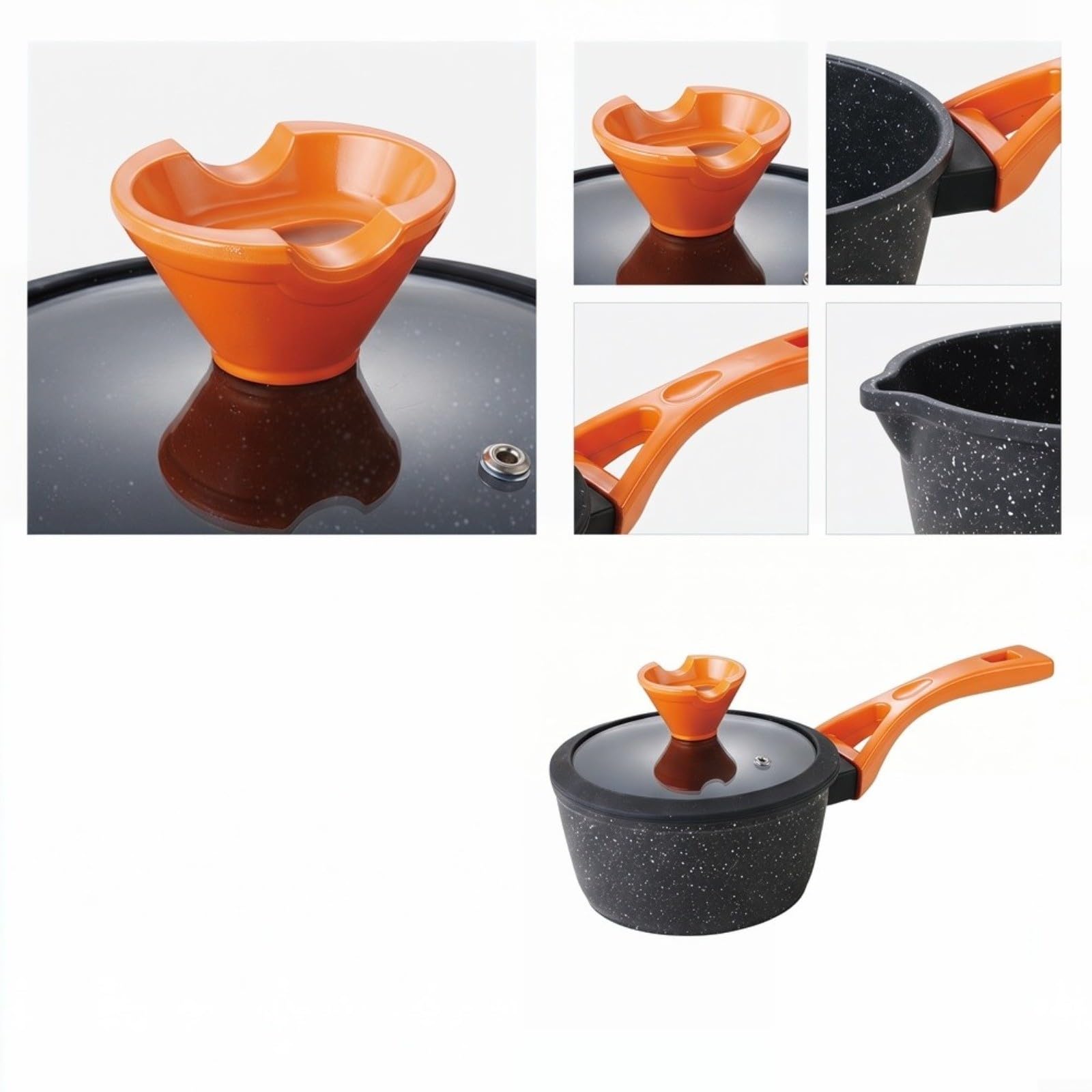 Pentola in lega con coperchio in vetro, pentola singola per latte e porridge, fondo piatto per fornelli a gas e induzione, ergonomico per manico, 32 x 16 x 11 cm