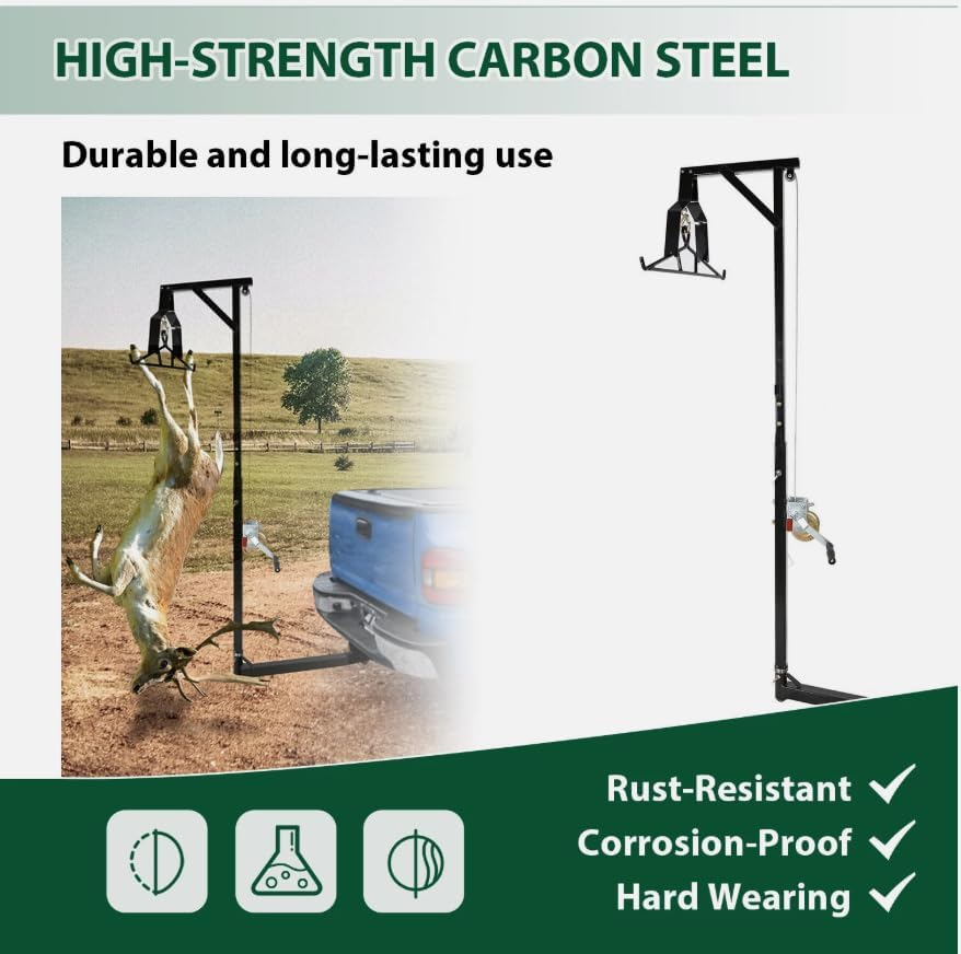 Truck 2" Hitch Game Hoist 600LB Big Game Hunting Deer Hoist Winch Lift w/Gambrel