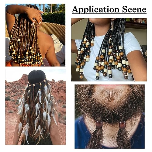 Craftdady 200Pcs Large Hole Barrel Wood European Spacer Beads 4 Colors Oval Wooden Dreadlock Hair Braid Beads for Macrame Rosary Jewelry Craft Making Hole: 8mm - Image 4