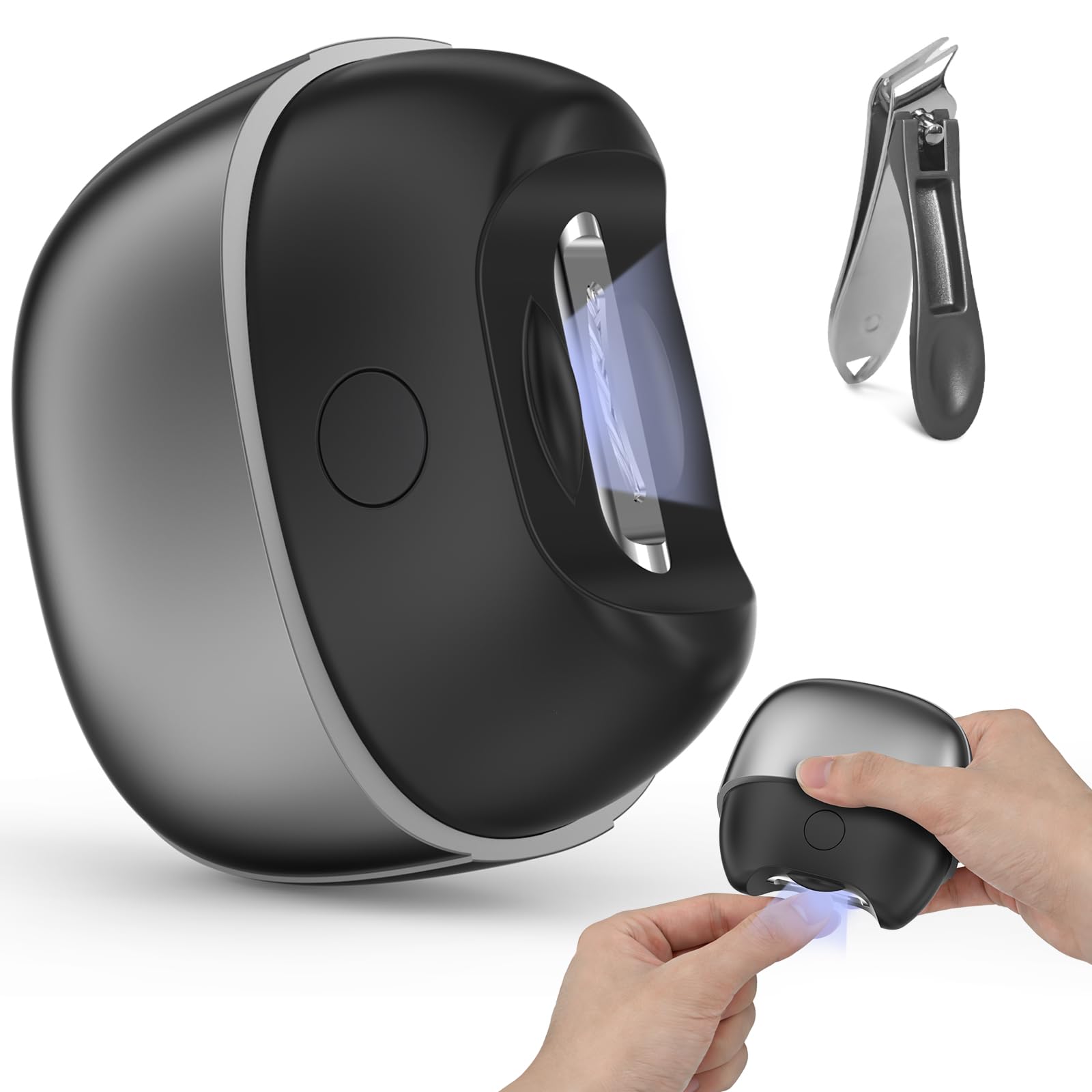 Coupe Ongle Electrique, Coupe Ongles Electrique Pour Pied Avec éclairage Et Fonction De Ramassage Des Ongles Coupés, Comprend Un Coupe-Ongles électrique à 2 Vitesses Et Un Coupe-Ongle - Gris