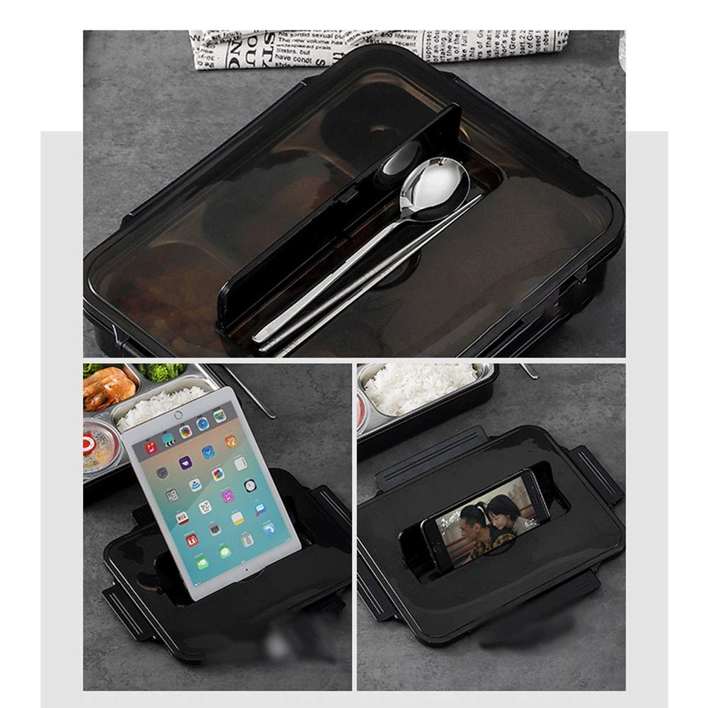 Fiambreras Bento con compartimentos, asa portátil, de acero inoxidable(Blacka Five)