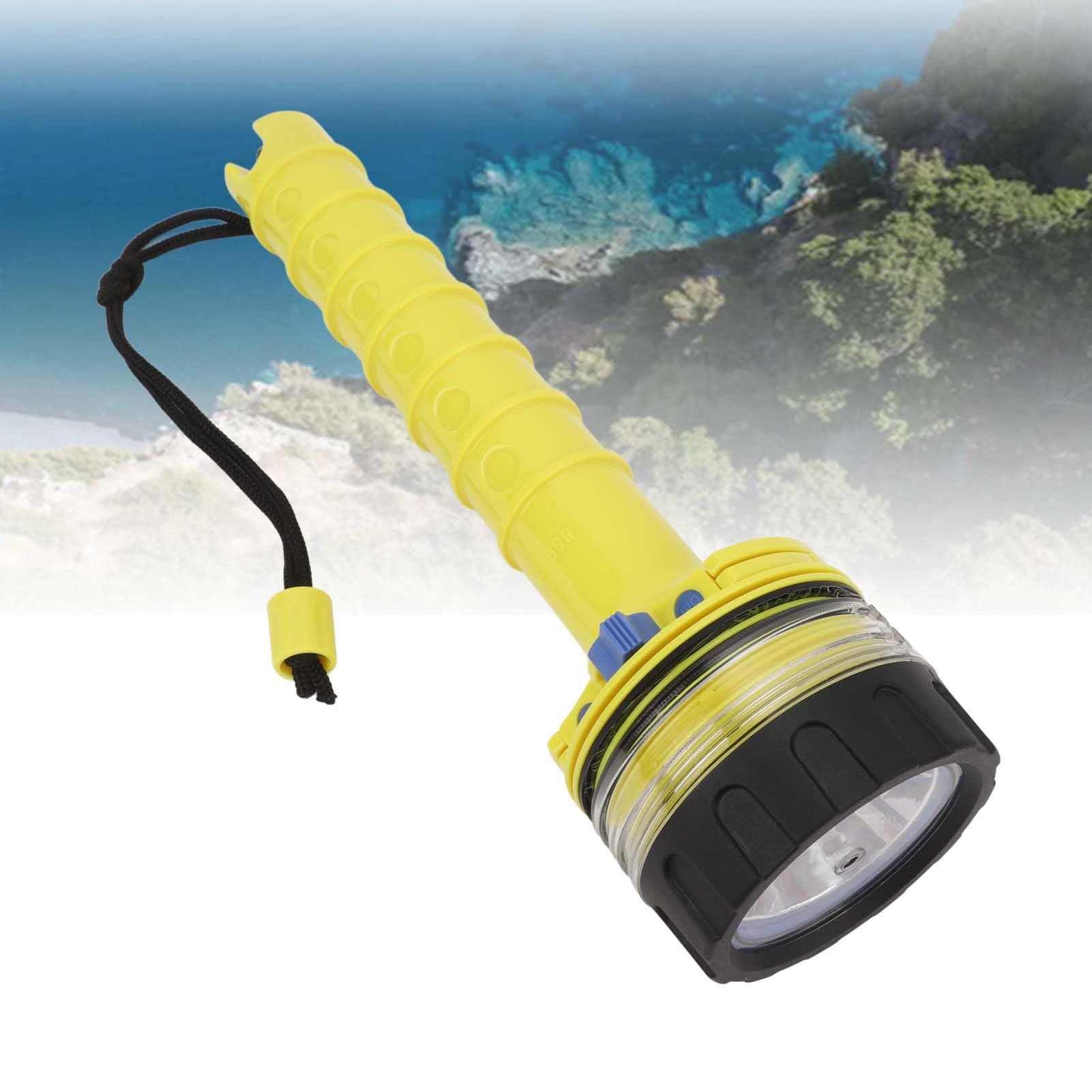 Torcia subacquea Impermeabile LED Torcia sommergibile Ultra luminosa Antiscivolo Torcia subacquea per immersioni Campeggio Avventure notturne Giallo