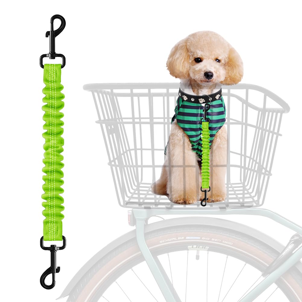 MATTISAM Retractable Bicycle Dog Seatbelt, Elastic Pet Safety Leash Harness for Cat, Dog Leash Extension Attachment Shock Absorbing Lead Extension Absorber (Green)