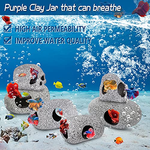 Image of Ameliade Aquarium Decorations Cave Fish Tank Accessories Rock Decor for Shrimp Cichlid Hiding Breeding Small Fish Bowl Hide Decoration Betta Hideout Stones House(Medium) (Pack of 2)