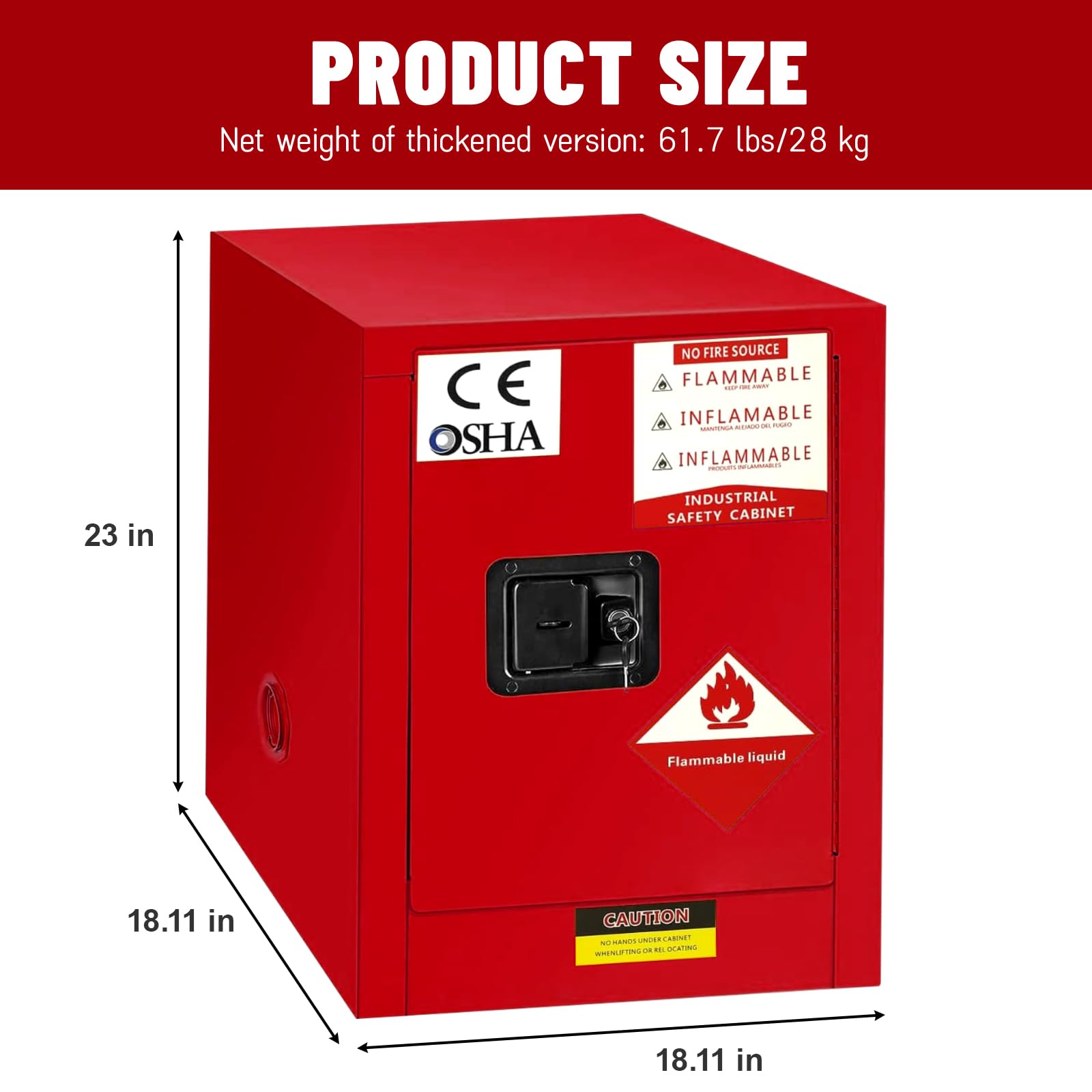 10 Gallon Flammable Storage Cabinet, 18