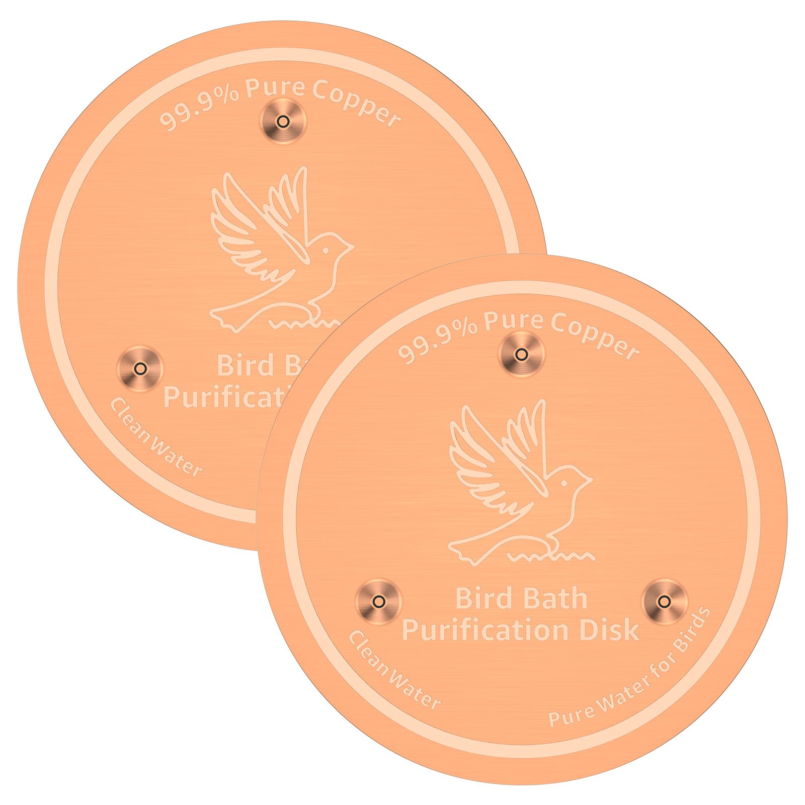 2Pcs Bird Bath Copper Disc, 99.99% Pure Copper Bird Bath Purification Disk 0.8mm Thick with Stable 3-Point Support BirdBath Cleaning Disc for Outdoor Birdbath & Fountain All-Season Cleaning (Style8)