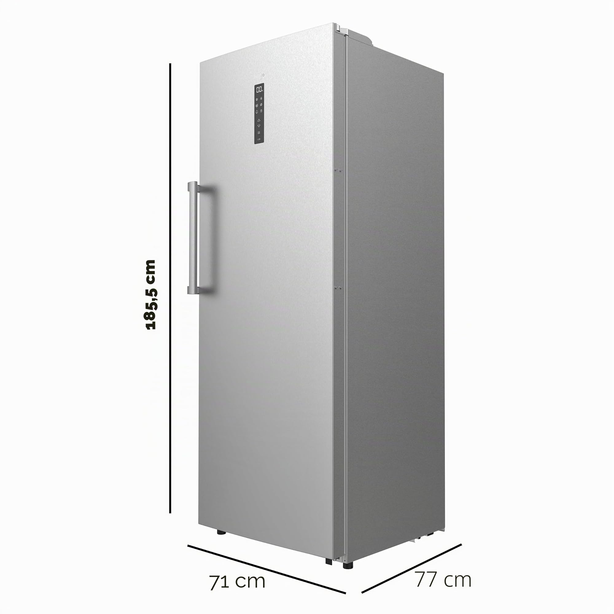 Cecotec Gefrierschrank Bolero CoolMarket UF 380 Edelstahl. 380 Liter, Energiesparend, Motor Inverter Plus, Total No Frost, Kontrollbildschirm, Kühlschrank, Edelstahl