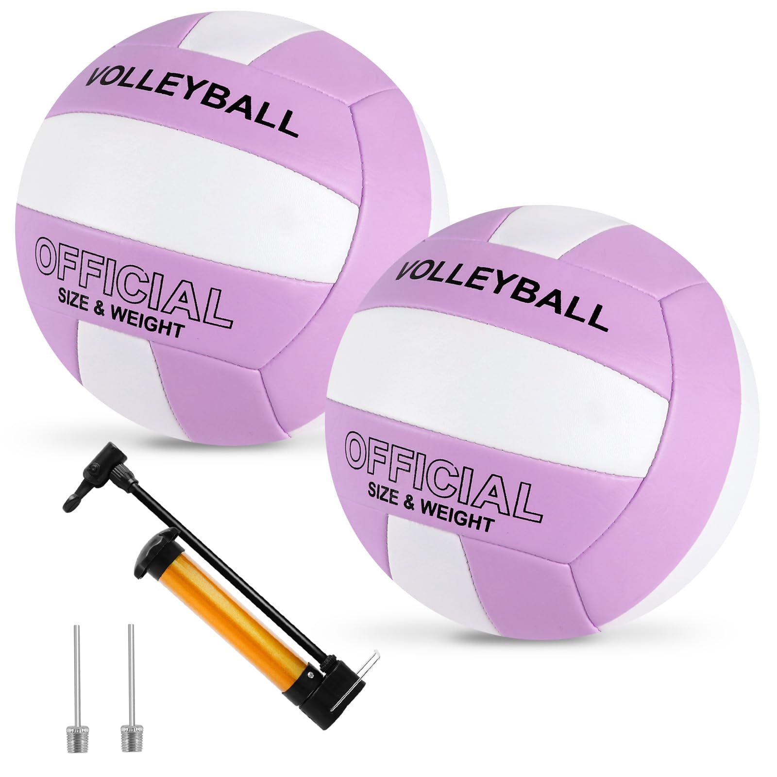 Volleyball, offizielle Größe 5, wasserdicht, weich, mit Pumpe für Erwachsene, Strand, Pool, Fitnessstudio, Training, Spiel (lila-weiß), 2 Stück