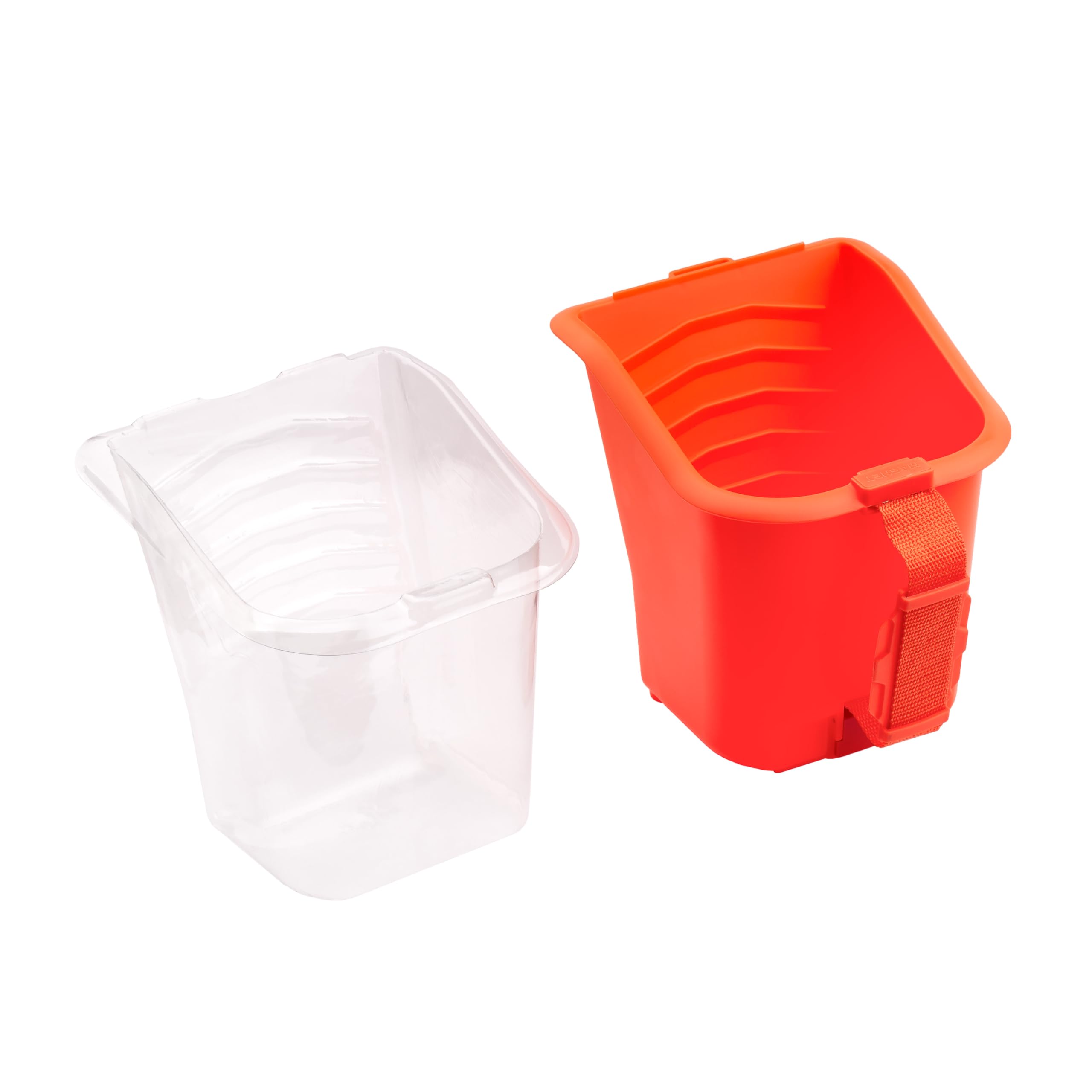 MIVOS Seau À Peinture avec 5 Inserts - 1l Pot À Peinture - Poignée Réglable - Seau en Plastique - Seau De Chantier avec Rainures Spéciales - Orange - Plastique Robust - Made in EU