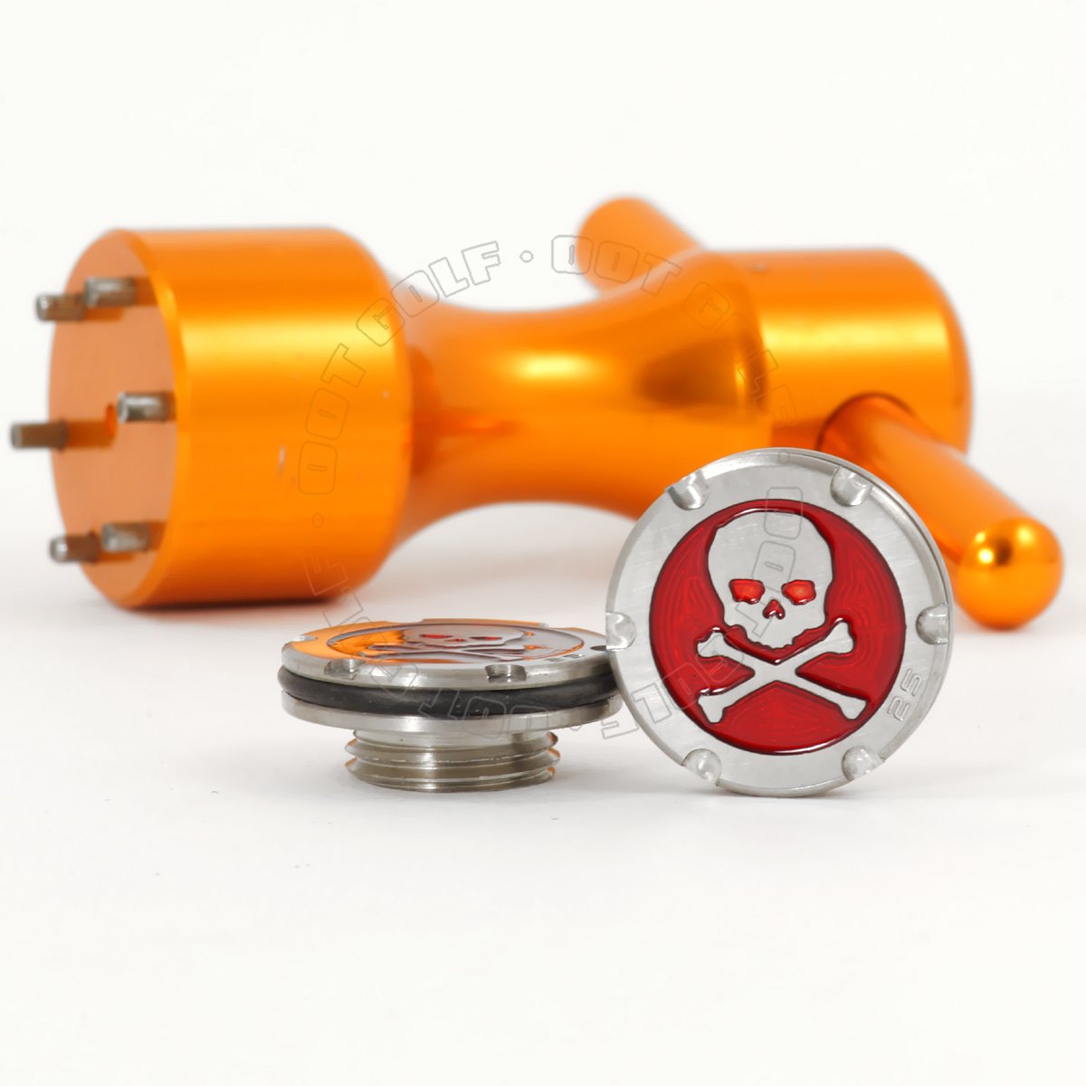 19th Hole Custom Shop 2 x 25g Deluxe Tour Style Weights for Scotty Cameron Fastback, Squareback and Roundback Putters Wrench, Skull, Red (Gold)