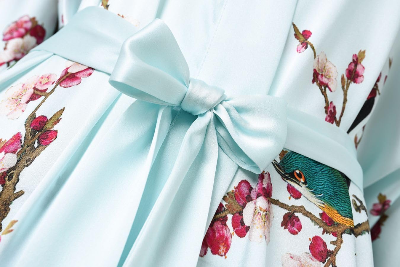 Women's Silk Kimono Robe Short Bathrobe Nightgown 100% Mulberry Silk for Women - Classic Floral Pattern - Image 6