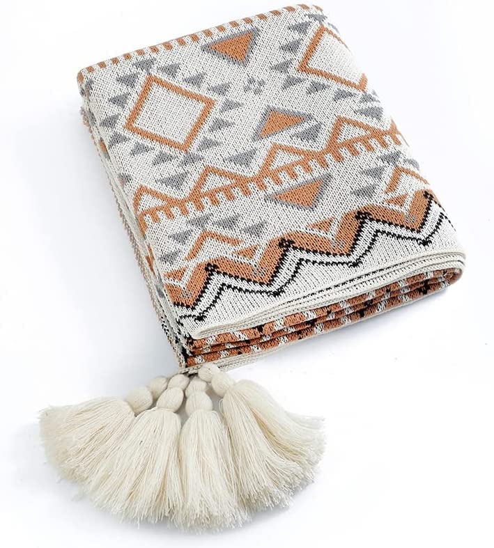 ACiyD Couvertures tricotées Plaid Throw Blanket Housse de canapé avec Glands Voyage Loisirs Couvre-lit Couverture Couvre-lit (Style 2 130x170cm(51x66inch))