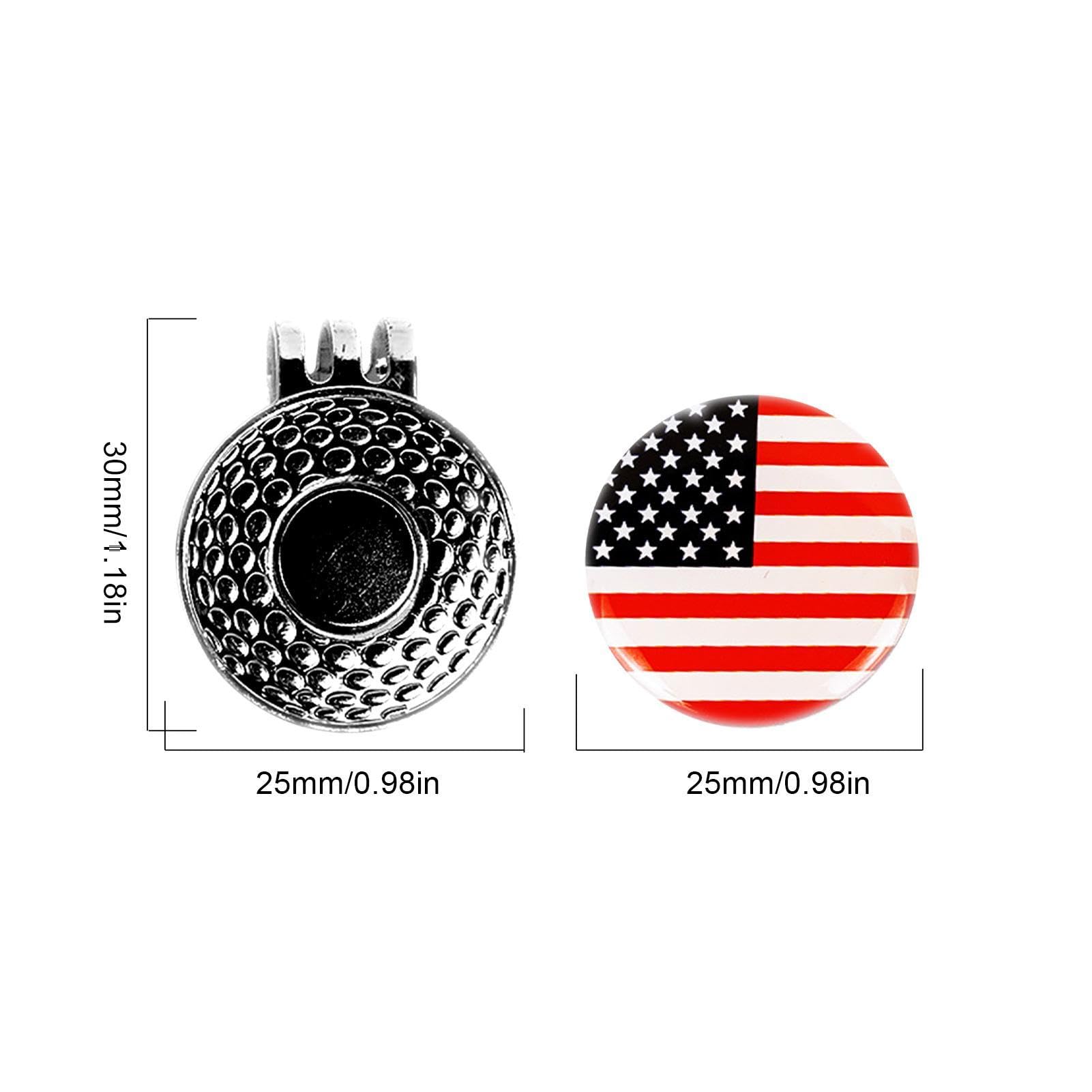 Marker golfowy – 25 mm magnetyczny klips do kapelusza golfowego ze stopu cynku z ameryka?sk? flag? – trwa?y marker do pi?, przeno?ny marker do pi? golfowych dla m??czyzn, kobiet, golfistów