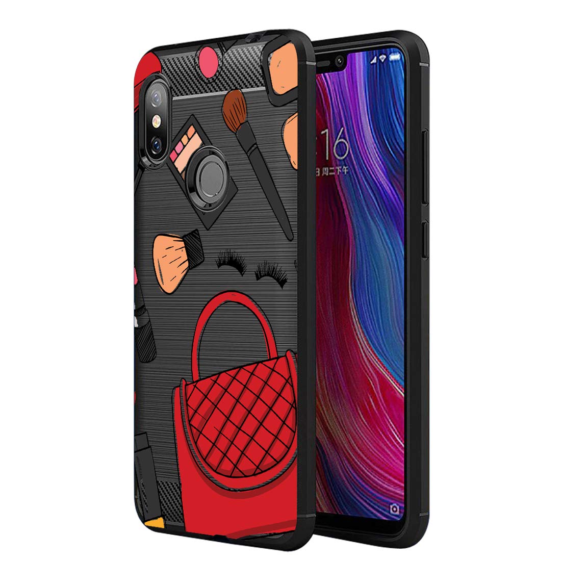 Nainz ''Makeup Material'' Rugged Armor Back Case Cover for Redmi Note 6 Pro, Flexible Rubber Back Cover for Redmi Note 6 Pro