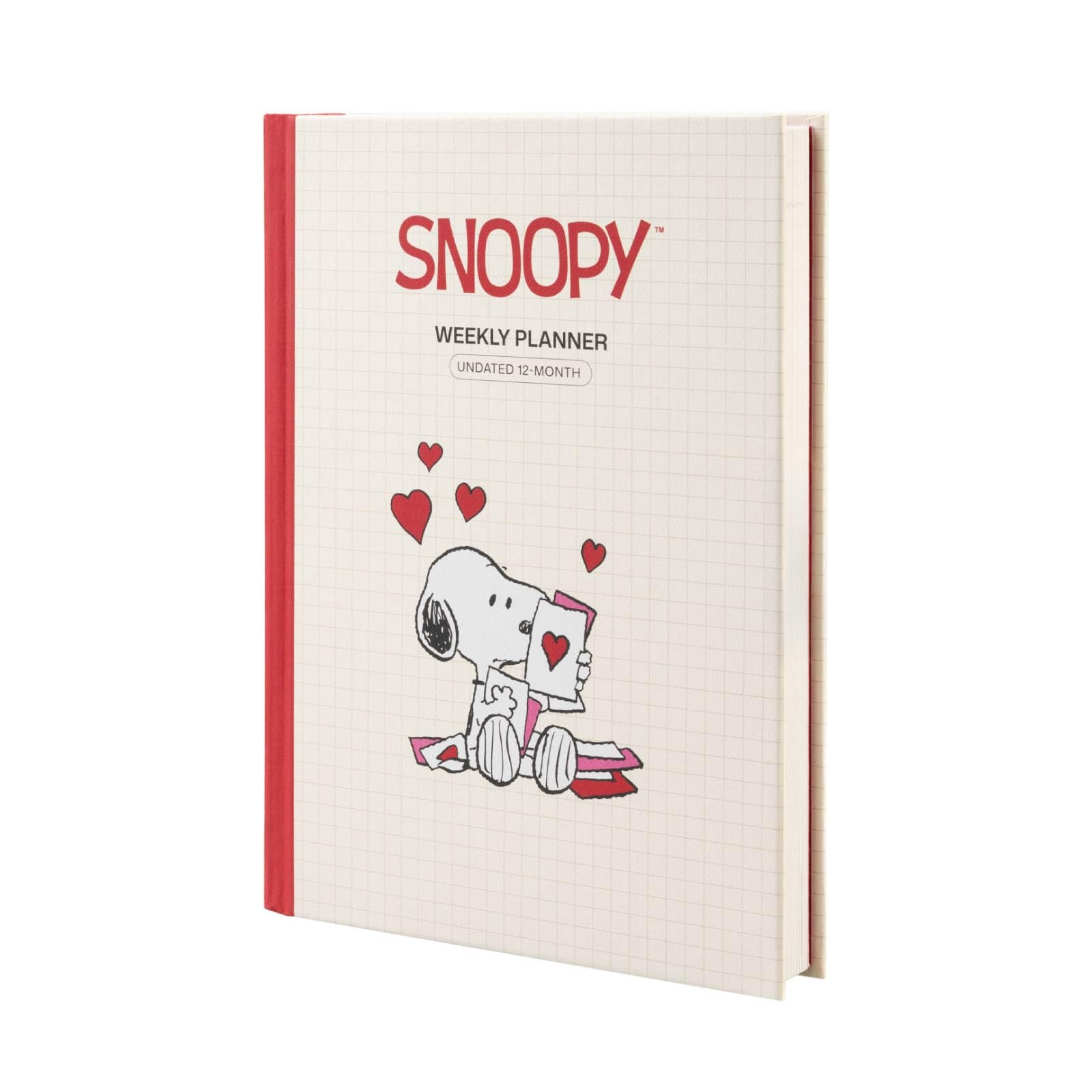 Grupo Erik Undated Planner Notebook - Snoopy Gifts for Dog Lovers | Undated Diary A5 Week to View with Stickers & Bookmark | Snoopy Stationery Gifts under 15 Pounds