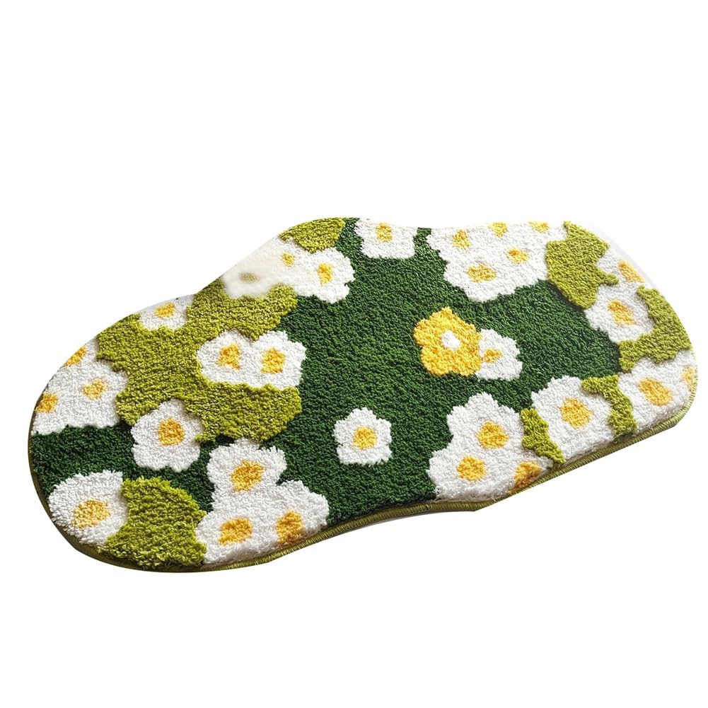 CTRLZS Cute Moss Floral Bathroom Rug, Plant Toilet Rug, Flower Bath Mat, Soft Absorbent Non Slip Bathroom Mat for Wash Sink
