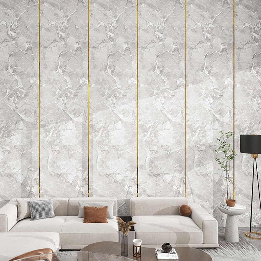 Pegatinas de Pared Autoadhesivas de Mármol 3D, 40X300CM Fondo Engrosado, Rollo de Pegatinas Autoadhesivas de PVC IXPE Paneles de Pared con Reducción de Ruido (OYH-02, 40X300CM)