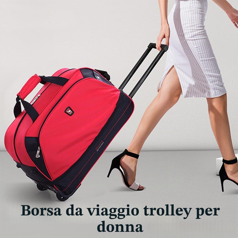 OIWAS Borsone da Viaggio con Ruote Trolley Borsa 50 cm Rosso