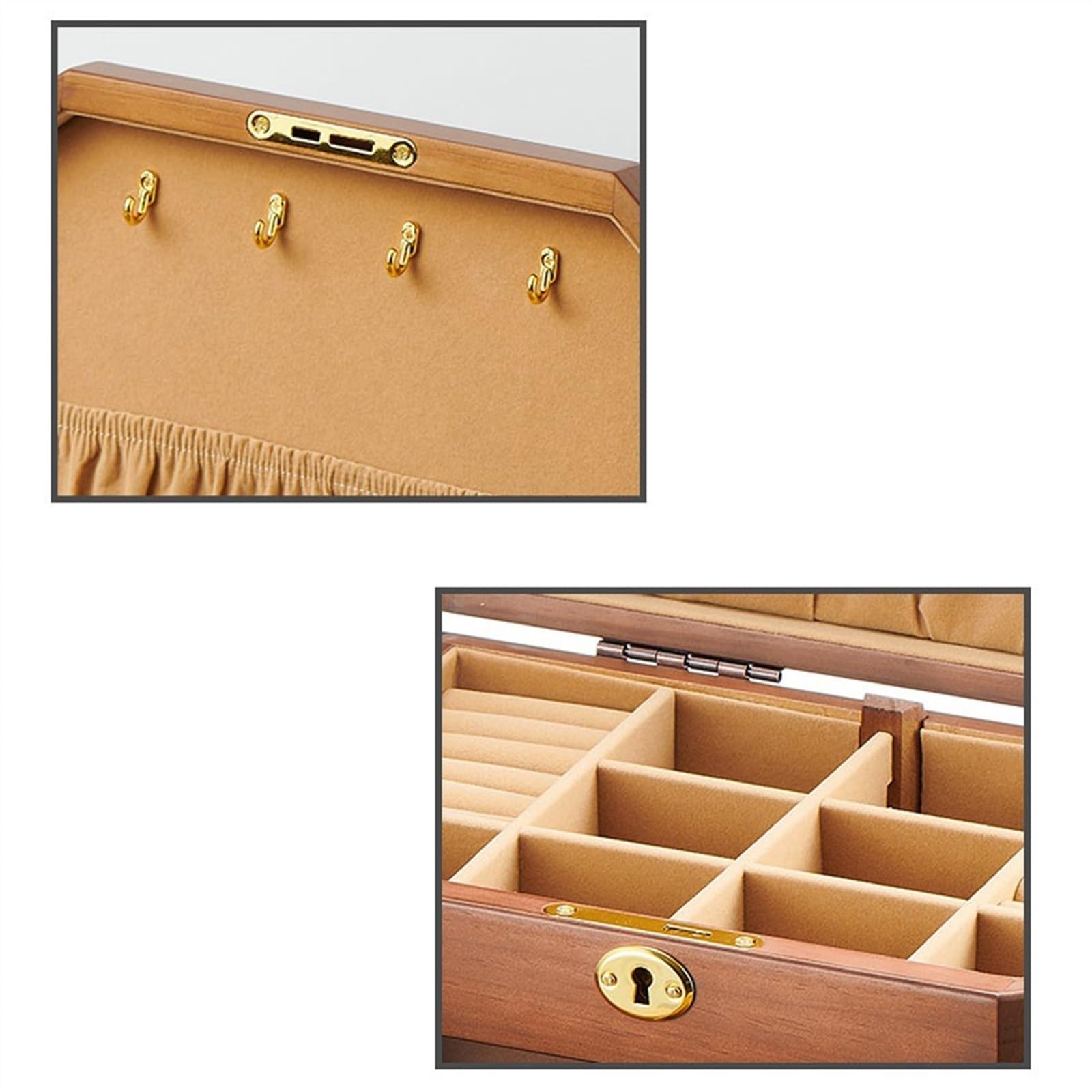 Jewelry Boxes Solid Wood Jewelry Storage Box with Lock Earrings Necklace Jewelry Box Large Capacity Simple Retro Jewelry Boxes
