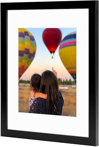 Miniatura 2 de Golden State Art, Portarretratos negro de 11 x 14 pulgadas con paspartú para mostrar fotos de 8 x 10, cristal real (paquete de 2)