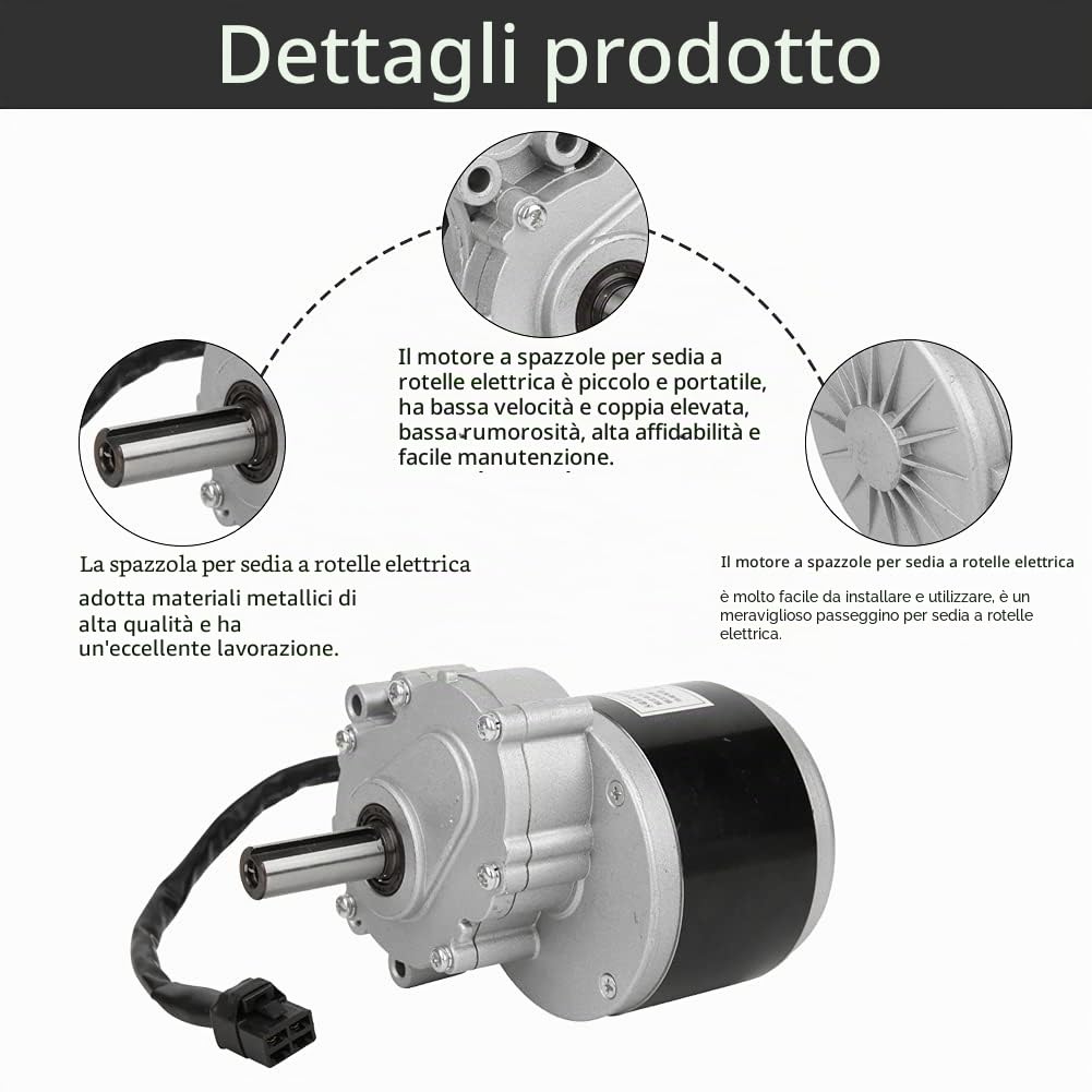 Motore della Spazzola, Alta coppia, performanza elevata, 75r/Min 24V 250W, per sedie a rotelle elettriche, scooter elettrici, mobili a rotelle