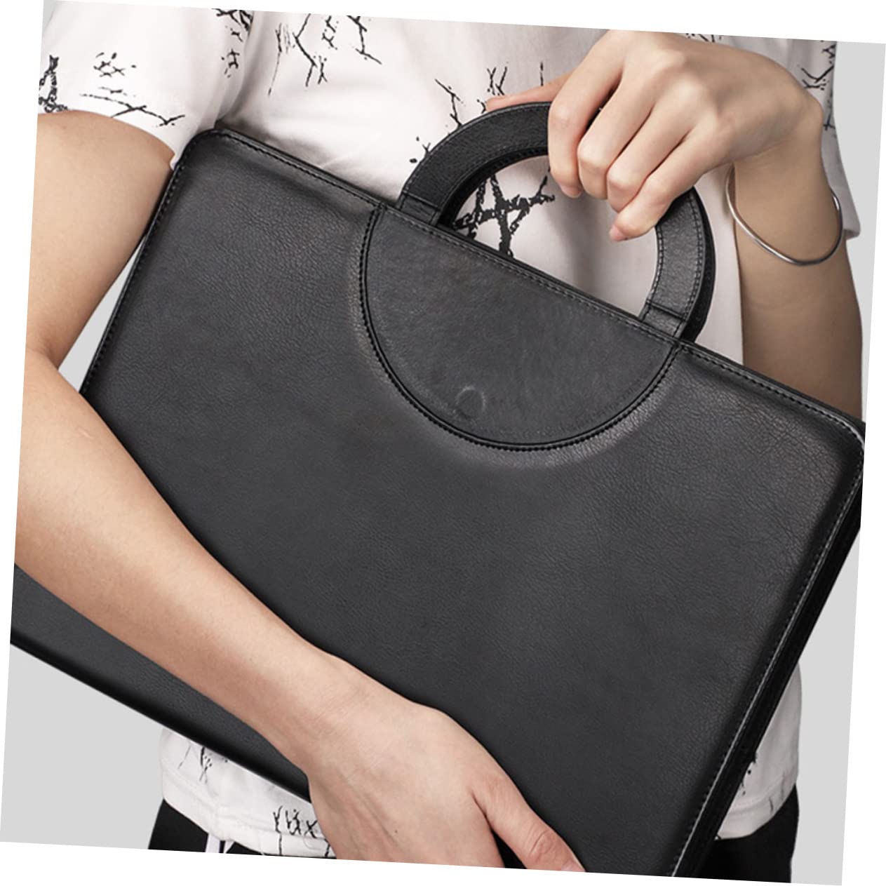 VILLCASE Portafolio de Cuero con Cremallera Carpeta de Portafolios Profesional para Documentos y Reuniones Negocios Hombre Mujer