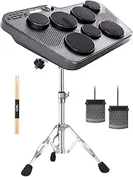 Bateria Eletrônica Portátil 7 Pads Voik BEAT-70 Com Suporte