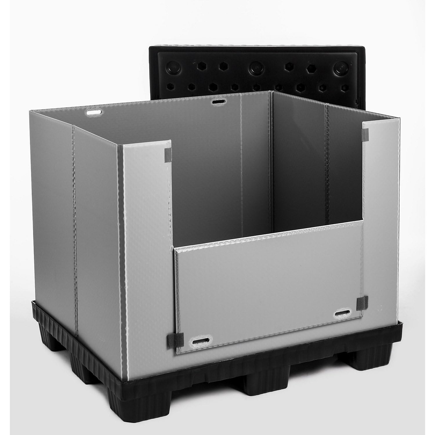 kaiserkraft | Palettenbox | Faltbar | grau | 1200 x 1000 x 1000 mm