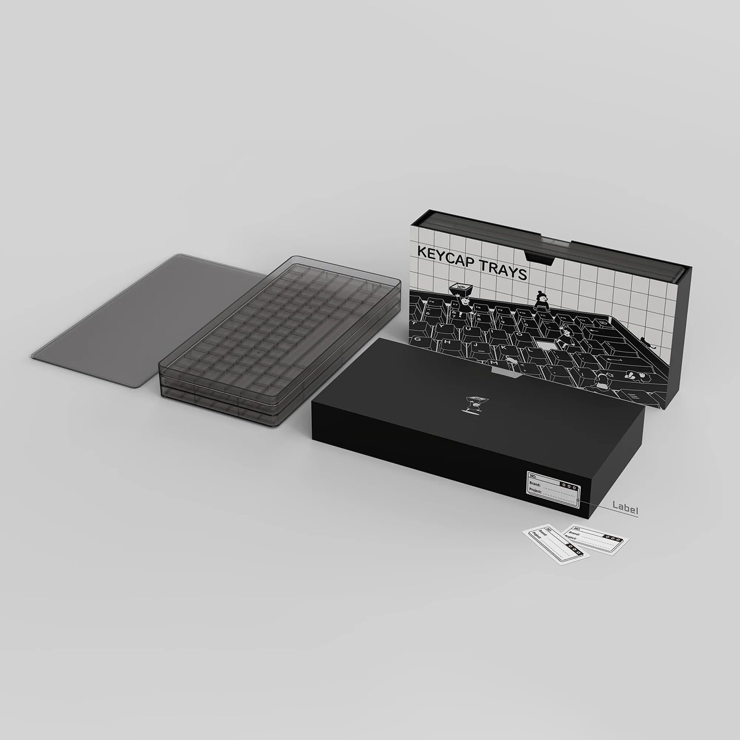 Scatola portaoggetti per keycap, 3 strati ABS trasparente vassoi custodia per Cherry DSA NP PG DA profilo 290+ copritasti (colore: inchiostro)