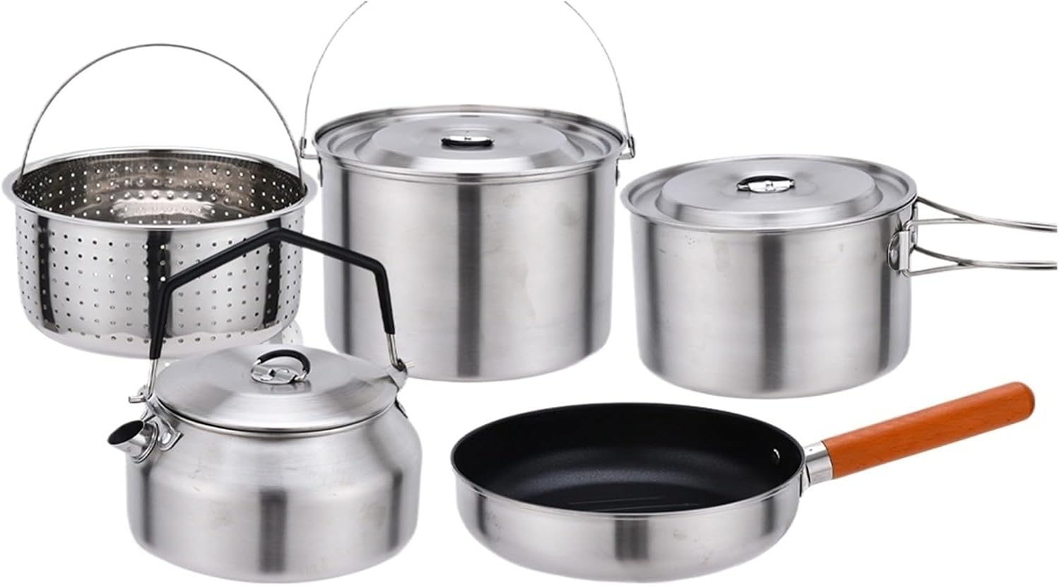 Camping Cookware Set Tableware Kit Travel Kitchen Utensils Hiking Picnic Bowl Stainless Steel Pan
