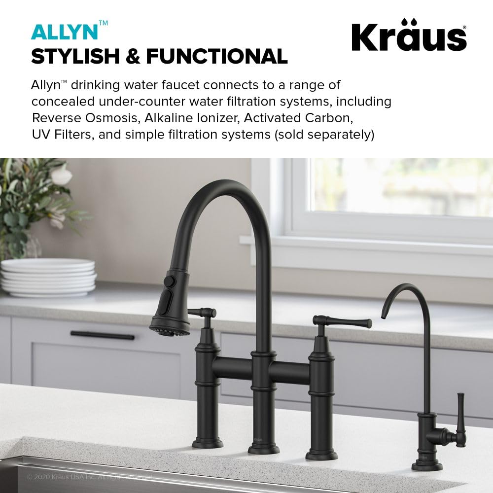 KRAUS Allyn FF-102MB - Grifo de filtro de agua de cocina 100% sin plomo en negro mate