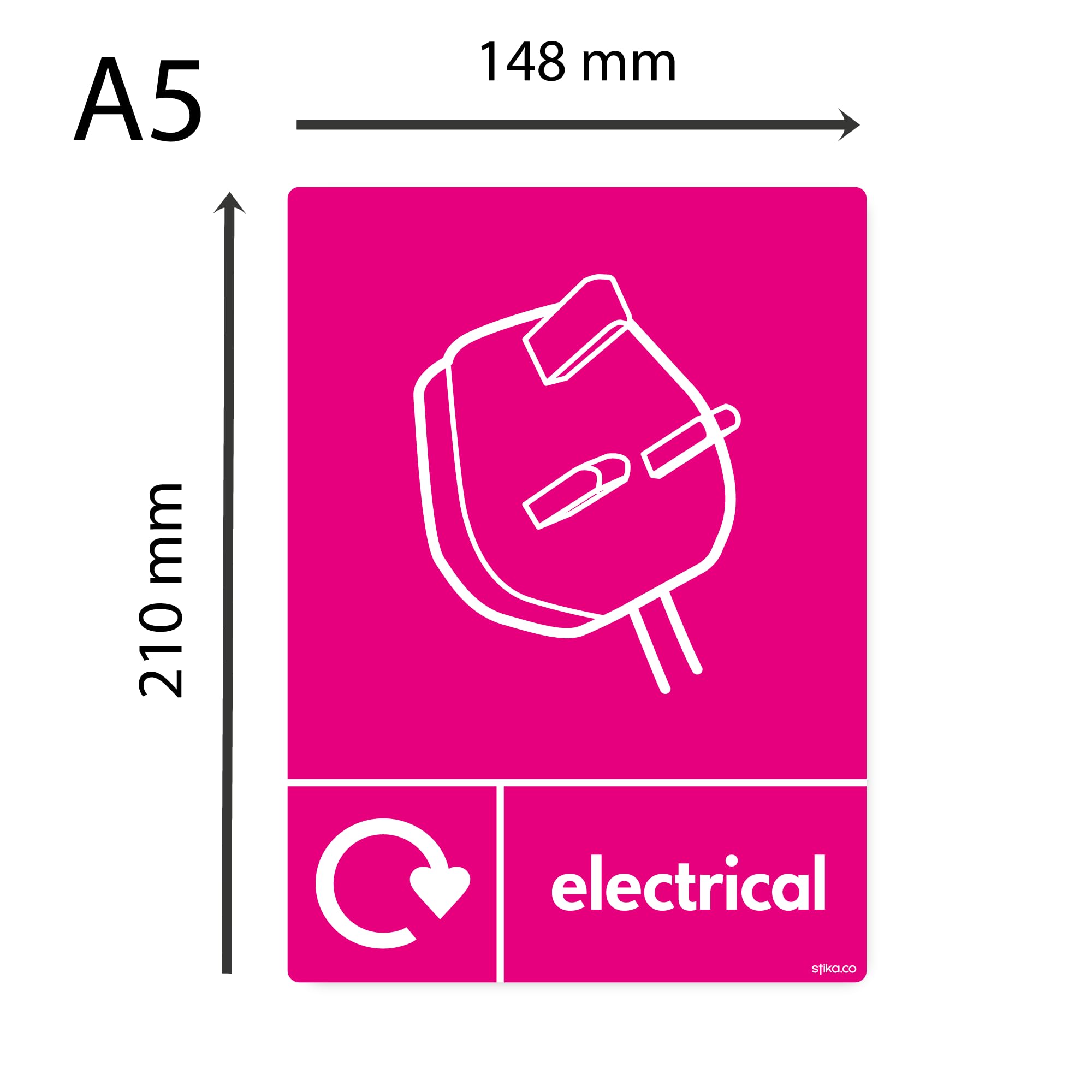 stika.co WRAP Recycling Signs - Recycle Now Signs - Self Adhesive Vinyl Sticker (A5 148 x 210mm, Electrical)