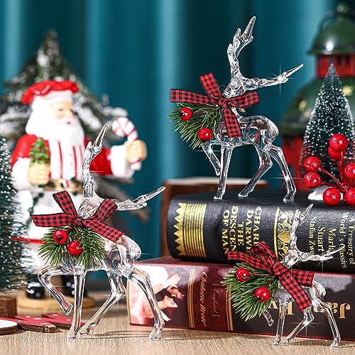 Jenaai HAI-JENAAI-1246 3 Pcs Christmas Reindeer Figurine Acrylic Reindeer Desk Decorations Deer Figurine Christmas Centerpieces thumb #1