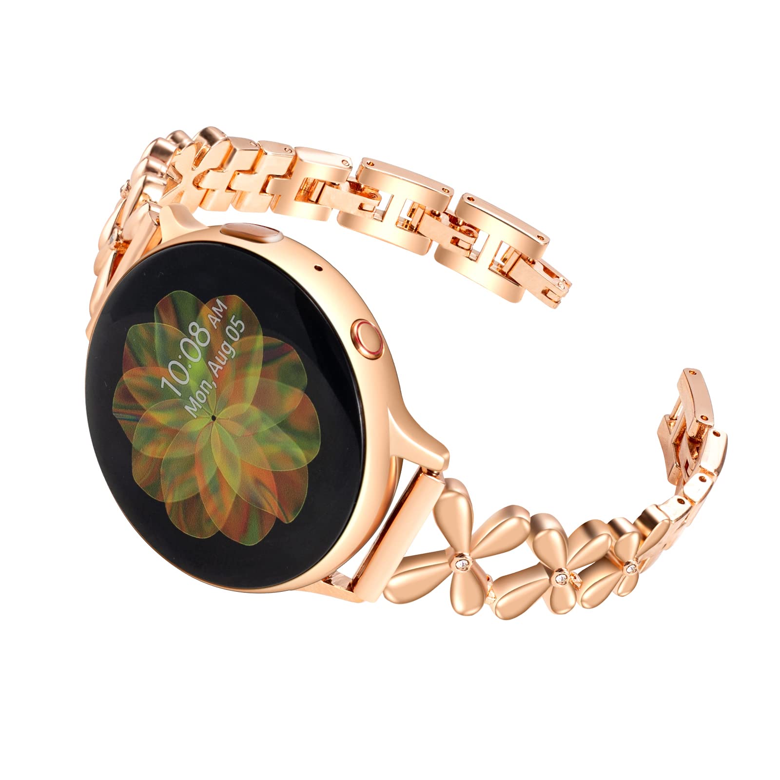 Watch Band for Samsung Galaxy Watch 4 40mm 44mm / Active 2 / Galaxy Watch 42mm / Galaxy Watch 3 41mm, 20mm Replacement Bling Glitter Rhinestone Butterfly Smart Watch Wristband for Women