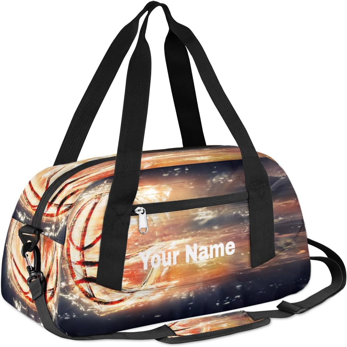 Personalized Kids Sport Duffel Bag Custom Name Weekender Overnight Bags for Boys Girls Teens Attractive Basketball Gym Bag Carry On Workout Travel Bag