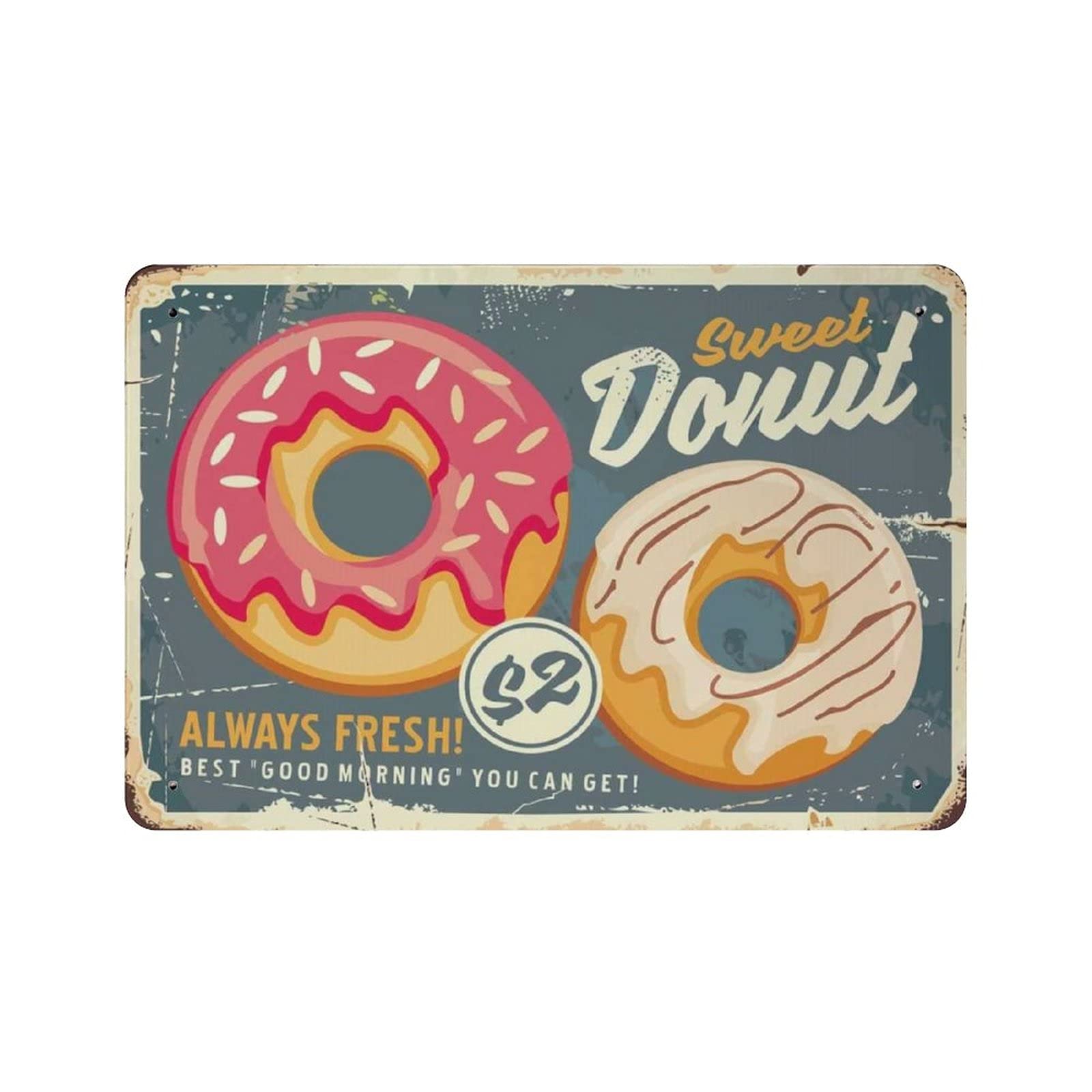 Metal Tin Sign Sweet Donut Vintage Tin Poster Metal Sign Wall Decoration Country Kitchen Home Garage Decor 8"x12"