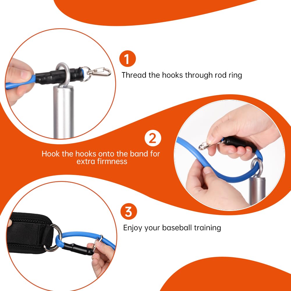 Hikeen Resistance Bands - Baseball Trainer Kit with Interchangeable Grips for Pitching Arm Strength Building
