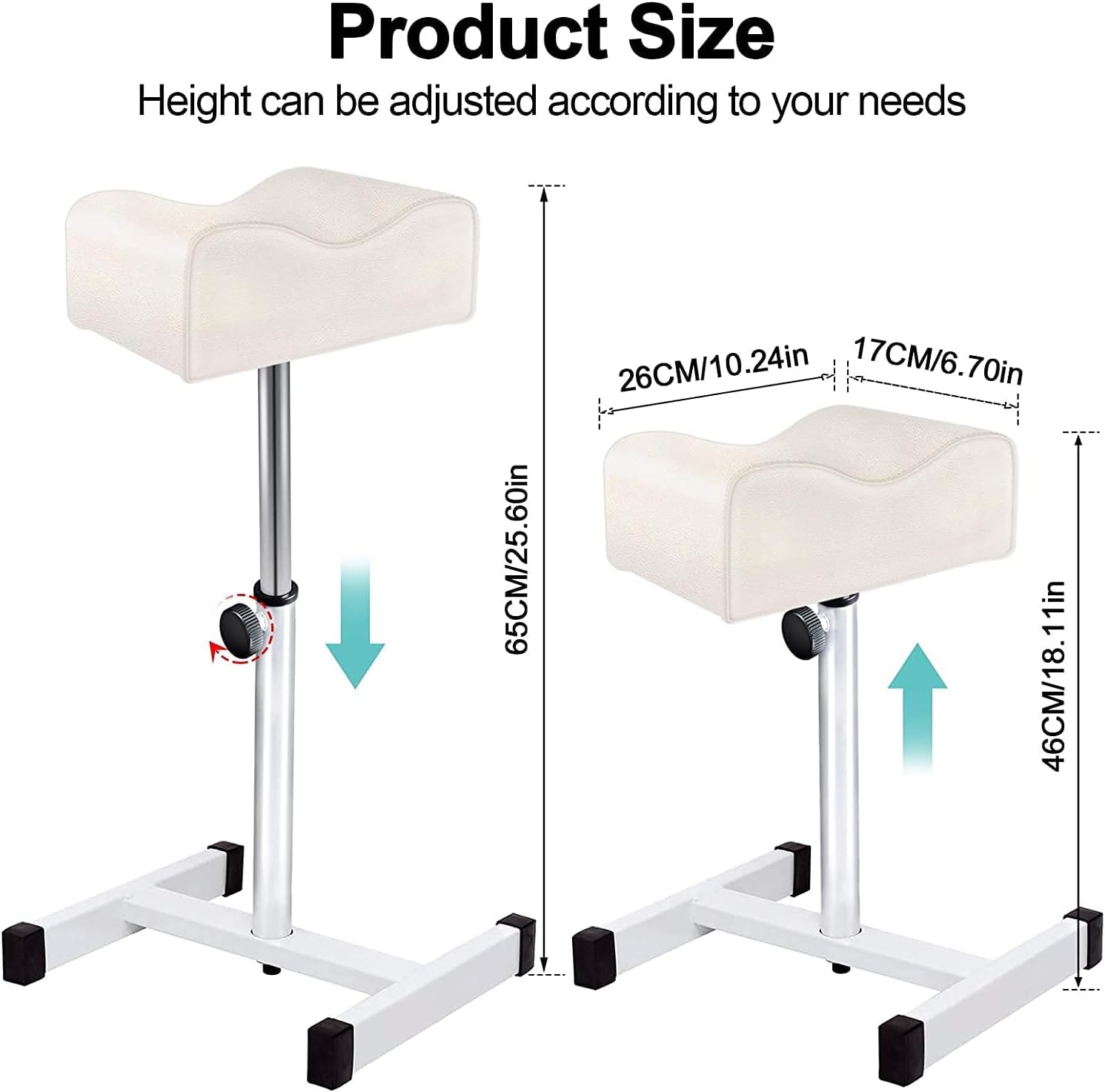 EBANKU pedicure foot rest pedicure stool beauty salon stool foot stool adjustable height foot rest technician equipment white