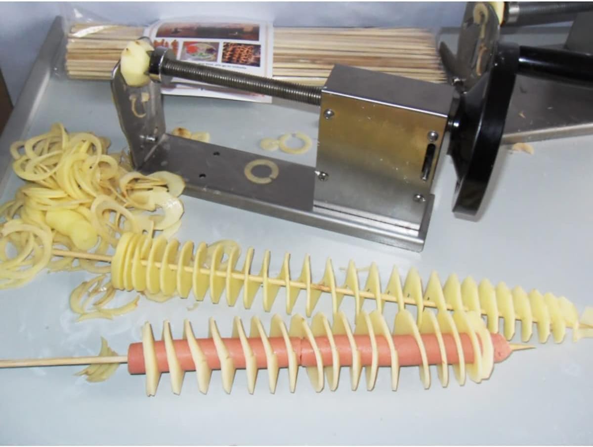 Manuelle Kartoffelchips-turmmaschine, Kartoffelspiralschneider, Tornado-kartoffelschneider Aus Edelstahl, Tornado-chipsschneider Pommes-Frites-schneidemaschine Für Obst, Kartoffeln, Gurken, A