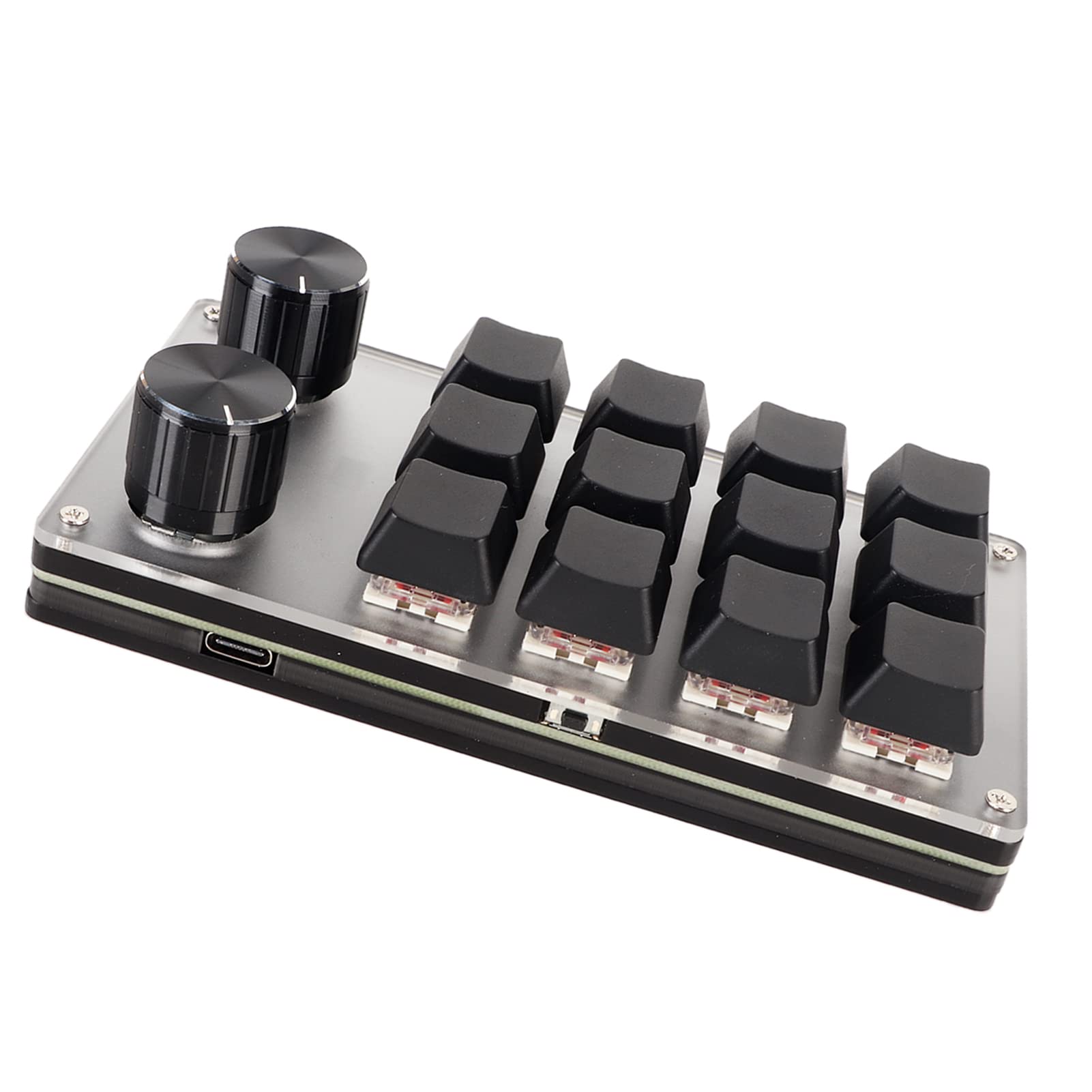 Gonetre Mini clavier macro USB rouge interrupteur macro clavier macro Plug and Play boutons ergonomiques personnalisés mini clavier USB pour ordinateur de bureau 3 touches 1 bouton (12 touches avec 2