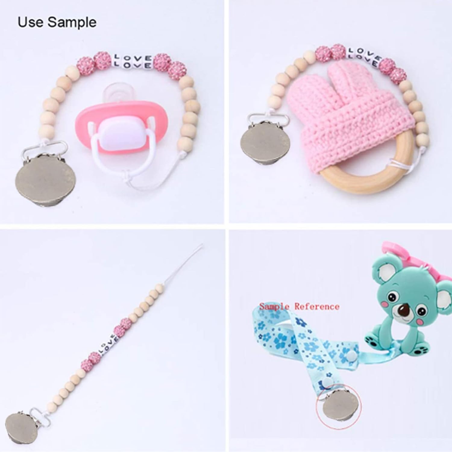 Round Pacifier Clips,30pcs Metal Round Pacifier Clips for Toddler Rust Prevention Electroplated Stainless Steel Suspender Clips for Teething