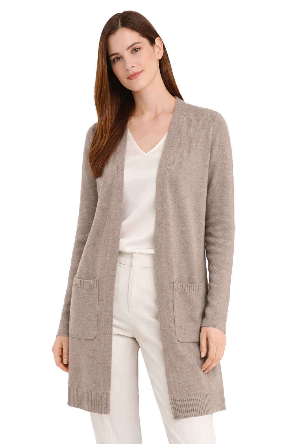 Photo 1 of State Cashmere Long Sweater Cardigan Women 100% Pure Cashmere Cardigan with Pockets Cashmere Cardigans for Women (Undyed Natural, Small)