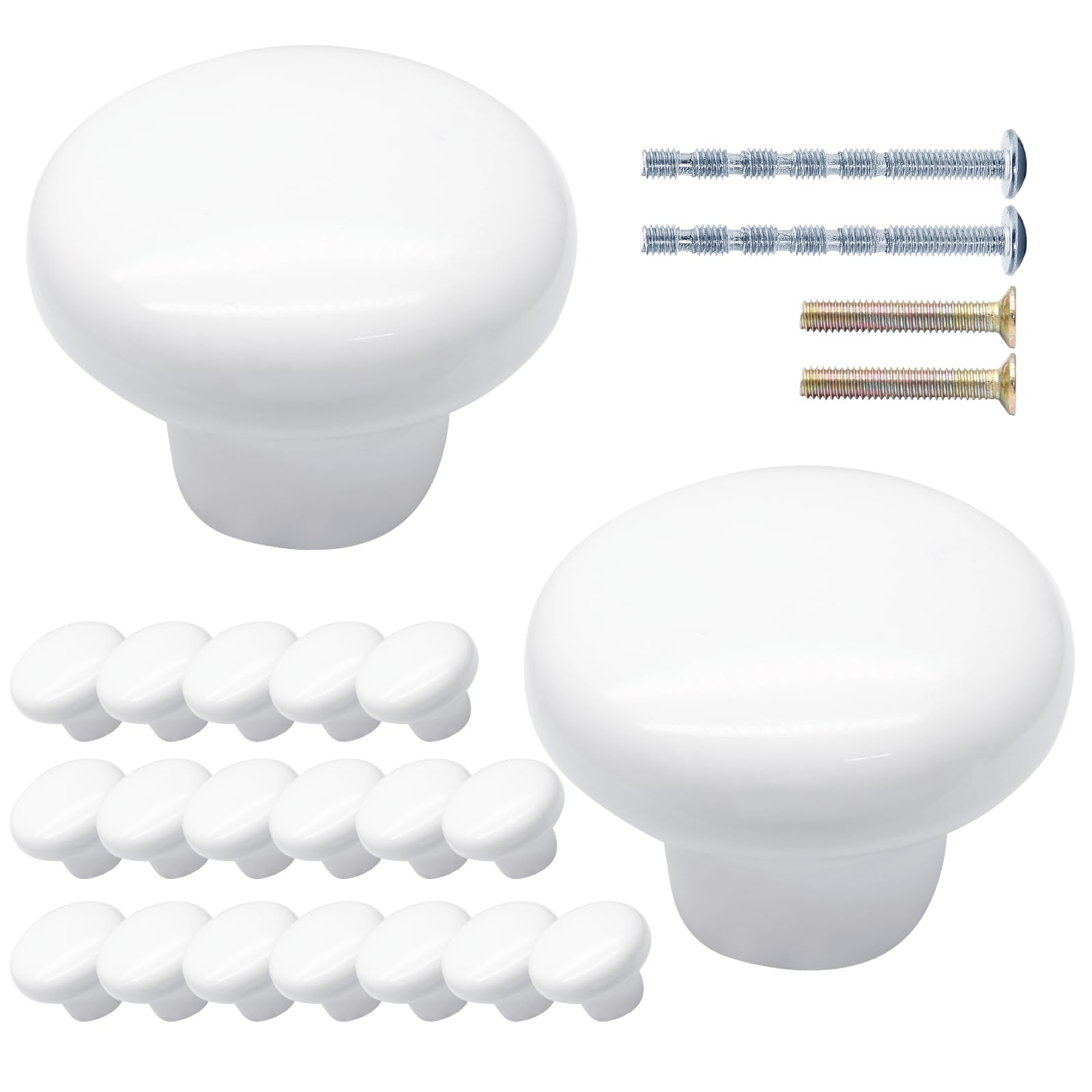 Suiwotin 40pcs White Ceramic Cabinet Knobs - Round, Pantry, Decorative Drawer Pulls for Closet, Cupboard, Furniture